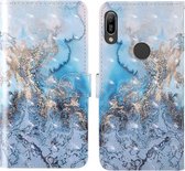 Voor Huawei Y6 (2019) / Y6 Pro (2019) / Honor 8 Play 3D-schilderij Gekleurd tekenpatroon Horizontaal Flip TPU + PU-lederen hoes met houder & kaartsleuven & portemonnee & lanyard (Melkweg)