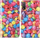 Voor Huawei P Smart (2020) 3D-schilderij Gekleurde tekening Patroon Horizontaal Flip TPU + PU lederen hoes met houder & kaartsleuven & portemonnee & lanyard (gekleurd suiker)