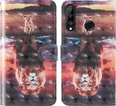 Voor Huawei P30 Lite / nova 4E 3D-schilderij Gekleurd tekeningpatroon Horizontaal Flip TPU + PU-lederen hoes met houder & kaartsleuven & portemonnee & lanyard (Dream Lion)