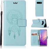 Windgong Uil Embossing Patroon Horizontale Flip lederen tas met houder & kaartsleuven & portemonnee voor Galaxy S10 (groen)