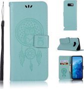 Windgong Uil Embossing Patroon Horizontale Leren Flip Case met Houder & Kaartsleuven & Portemonnee Voor Galaxy S10e (Groen)