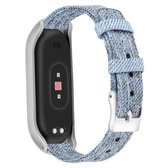 Voor Xiaomi Mi Band 4/3 XM matzilver frame + canvas riem, maat: L (hemelsblauw)