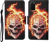 Voor Samsung Galaxy S20 + Gekleurde Tekening Patroon Horizontale Flip Leren Case met Houder & Kaartsleuven & Portemonnee & Lanyard (Vlamschedel)