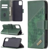 Voor LG K42 Bijpassende kleur Krokodiltextuur Horizontale flip PU lederen tas met portemonnee & houder & kaartsleuven (groen)