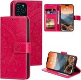 Totem Flower Reliëf Horizontale Flip TPU + PU lederen tas met houder & kaartsleuven & portemonnee voor iPhone 12 Pro Max (rood)