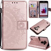 Voor LG G3 Totem Bloem Reliëf Horizontale Flip TPU + PU Leren Case met Houder & Kaartsleuven & Portemonnee (Rose Goud)