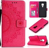 Voor Huawei Mate 20 Totem Bloem Reliëf Horizontale Flip TPU + PU lederen tas met houder & kaartsleuven & portemonnee (rood)