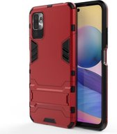 Voor Xiaomi Redmi Note 10 5G schokbestendige pc + TPU beschermhoes met verborgen houder (rood)