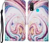 Voor Huawei P smart 2020 Gekleurde Tekening Patroon Horizontale Flip Leren Case met Houder & Kaartsleuven & Portemonnee & Lanyard (Whirlpool Marmer)