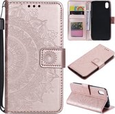 Voor Xiaomi Redmi 7A Totem Bloem Reliëf Horizontale Flip TPU + PU Lederen Case met Houder & Kaartsleuven & Portemonnee (Rose Goud)