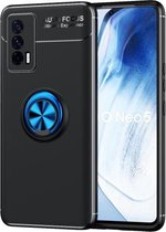 Voor vivo iQOO Neo5 metalen ringhouder 360 graden roterende TPU-hoes (zwart + blauw)