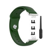 Voor Huawei Watch Fit 18mm Terug Gesp Stijl Siliconen Effen Kleur Vervangende Band Horlogeband (Legergroen)