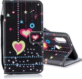 Voor Galaxy A10s Horizontale lederen flip-hoes met houder en kaartsleuven en portemonnee (gekleurd hart)