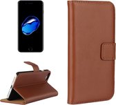 Voor iPhone 8 & 7 echte gesplitste horizontale flip lederen tas met houder & kaartsleuven & portemonnee (bruin)