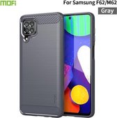 Voor Samsung Galaxy F62 / M62 MOFI Gentleness-serie geborstelde textuur koolstofvezel zachte TPU-hoes (grijs)