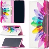 Voor Samsung Galaxy A50 Gekleurde Tekening Patroon Onzichtbare Magnetische Horizontale Flip PU Lederen Case met Houder & Kaartsleuven & Portemonnee (Zonnebloem)