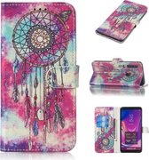 Gekleurde tekening marmer patroon horizontale flip PU lederen tas met houder & kaartsleuven & portemonnee voor Galaxy A9 (2018) (vlinder windgong)
