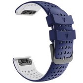 Voor Garmin Fenix 6 tweekleurige siliconen ronde gat Quick Release vervangende riem horlogeband (blauw wit)