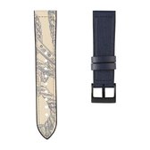 Voor Samsung Galaxy Watch 3 41 mm TPU + lederen vervangende horlogeband (blauw + grijs)