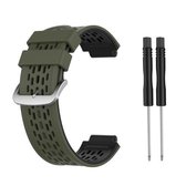 Voor Garmin Approach S2 / S4 tweekleurige siliconen vervangende band horlogeband (legergroen zwart)