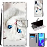 Voor OPPO Realme C15 / C12 / C25 / 7i (wereldwijd) / Narzo 20 / 30A Gekleurde tekening Cross Texture Horizontale flip PU lederen tas met houder & kaartsleuven & portemonnee & lanyard (White K