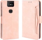 Wallet Style Skin Feel Kalfspatroon lederen tas voor Asus Zenfone 6 ZS630KL, met aparte kaartsleuf (roze)