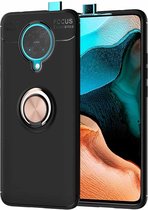 Voor Xiaomi Redmi K30 Pro metalen ringhouder 360 graden roterende TPU-hoes (zwart + roségoud)