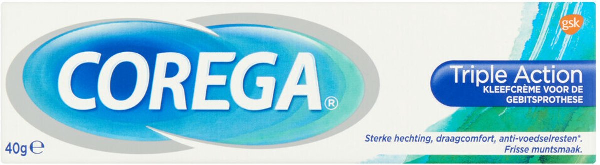 3x Corega Kleefcrème Triple Action Kunstgebitverzorging 40 gr