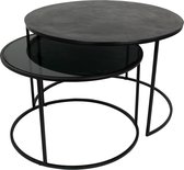 Lux - salontafel - zwart - aluminium - 75x75x48 - set van 2
