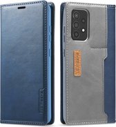 Voor Samsung Galaxy A52 5G / 4G LC.IMEEKE LC-001-serie PU + TPU kleuraanpassing Frosted horizontale flip lederen tas met houder en kaartsleuf (blauw)
