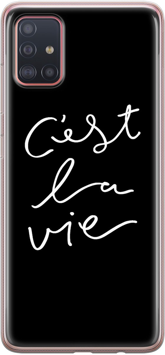 Leuke Telefoonhoesjes - Hoesje geschikt voor Samsung Galaxy A51 - C'est la vie - Soft case - TPU - Tekst - Grijs