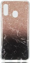 Samsung Galaxy A20e Hoesje - Mobigear - Marble Serie - TPU Backcover - Zwart / Roségoud - Hoesje Geschikt Voor Samsung Galaxy A20e