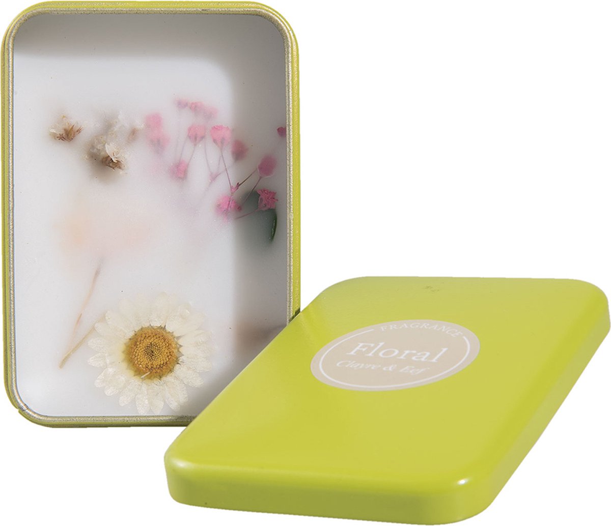 Goedkoopste Clayre & Eef Geurverspreider 9 7 3 cm Groen Paraffin Rechthoek Bloemen Geurwax