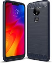 Motorola Moto G7 Power Hoesje - Mobigear - Brushed Serie - TPU Backcover - Marineblauw - Hoesje Geschikt Voor Motorola Moto G7 Power