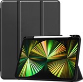 iPad Pro 2021 Hoes 12,9 inch Book Case Hoesje Hard Cover - Met Uitsparing Voor Apple Pencil - Zwart