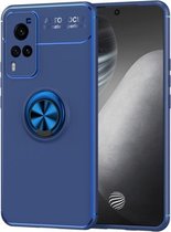 Voor vivo X60 Pro metalen ringhouder 360 graden roterende TPU-hoes (blauw + blauw)