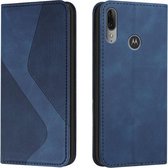 Voor Motorola Moto E6 Plus Skin Feel Magnetisch S-type Effen Kleur Horizontale Flip Lederen Case met Houder & Kaartsleuf & Portemonnee (Blauw)