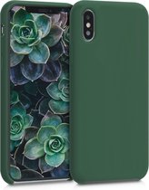 kwmobile telefoonhoesje voor Apple iPhone XS - Hoesje met siliconen coating - Smartphone case in donkergroen