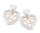 Orphelia ZO-5147 - Oorbel Bicolor Hearts - Zilver 925 - 4 cm