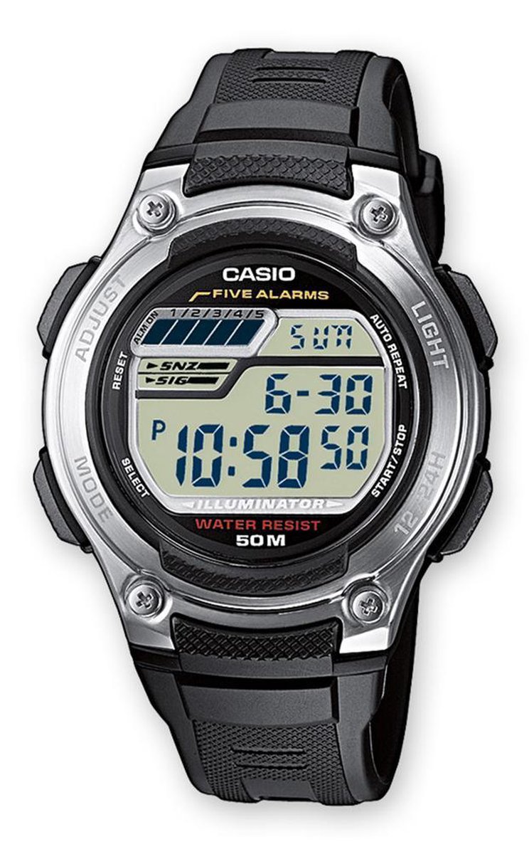 Casio Collection W-212H-1AVES - Horloge - 36 mm - Kunststof - Zwart