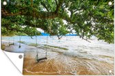 Balançoire suspendue et un grand vieil arbre sur affiche de jardin de Phu Quoc 120x80 cm - Toile de jardin / Toile d'extérieur / Peintures pour l'extérieur (décoration de jardin)