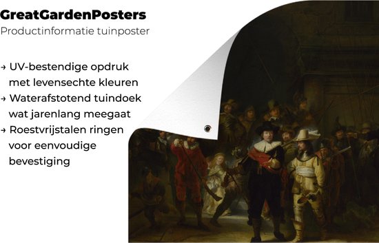 Affiche de jardin - La Nachtwacht - Peinture de Rembrandt van Rijn - 50x50 cm