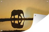 Tuinposters buiten Silhouet van een olifant bij zonsondergang - 90x60 cm - Tuindoek - Buitenposter