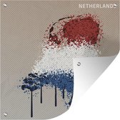 Tuinposters Illustratie van Nederland in de kleuren van de vlag. - 50x50 cm - Tuindoek - Buitenposter