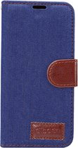 Mobigear Denim Katoen Bookcase Hoesje - Geschikt voor Samsung Galaxy S8 Plus - Donkerblauw