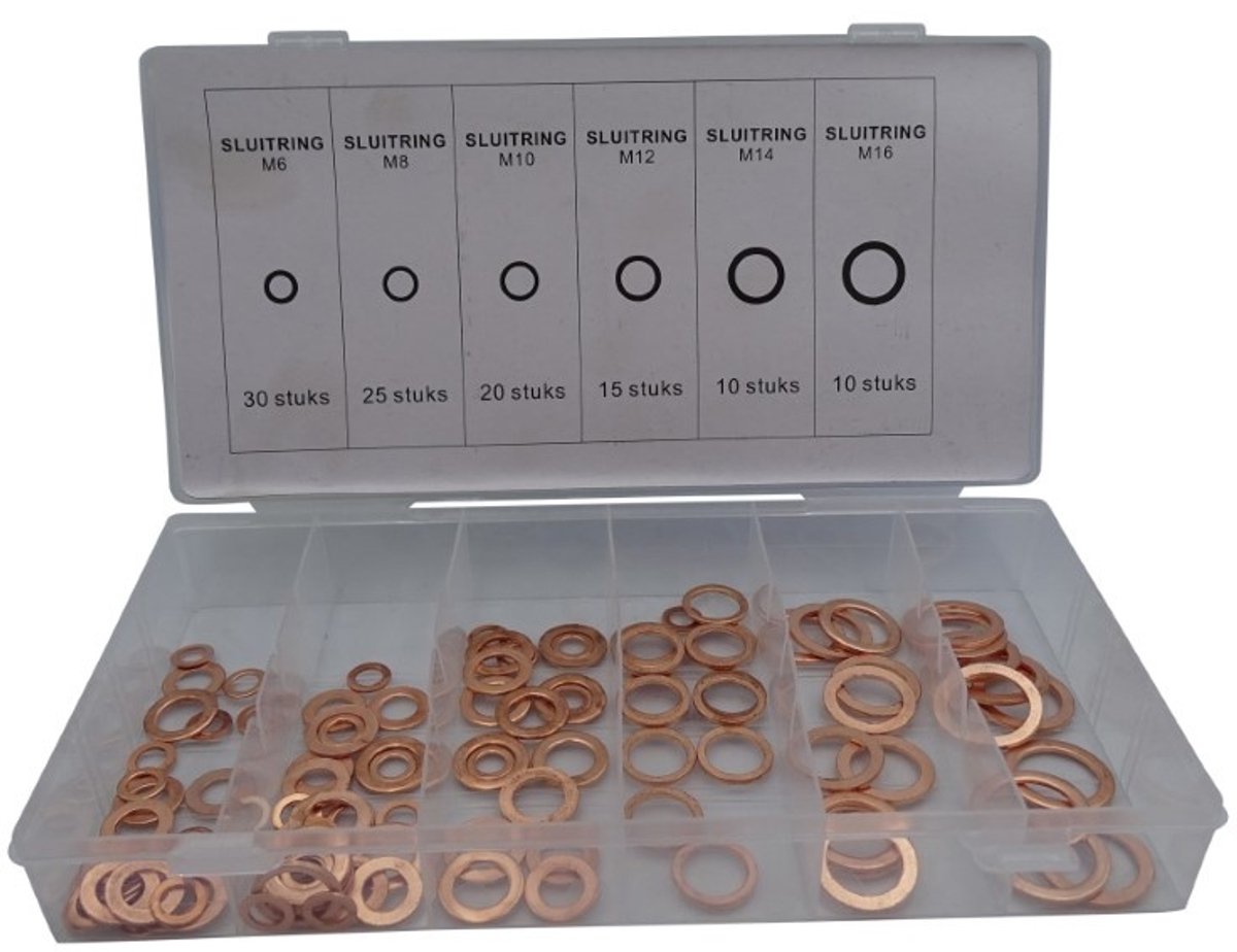 Assortimentsdoosje O ringen koper 110 dlg.