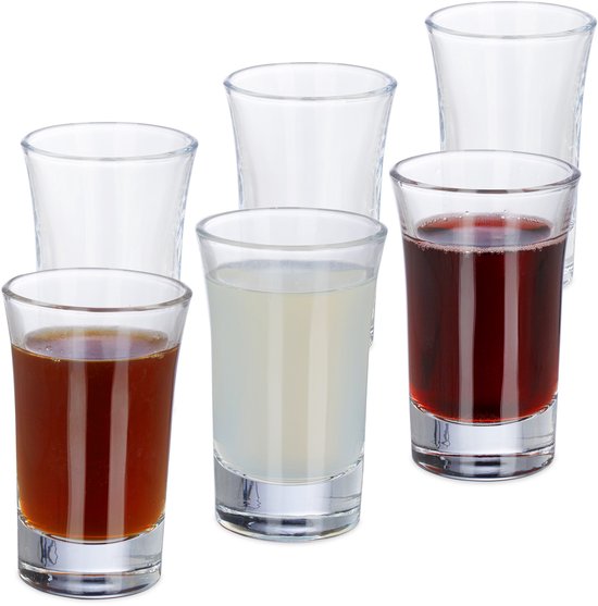 borrelglaasjes - set van 6 - 4 cl - vaatwasserbestendig - glas - likeur