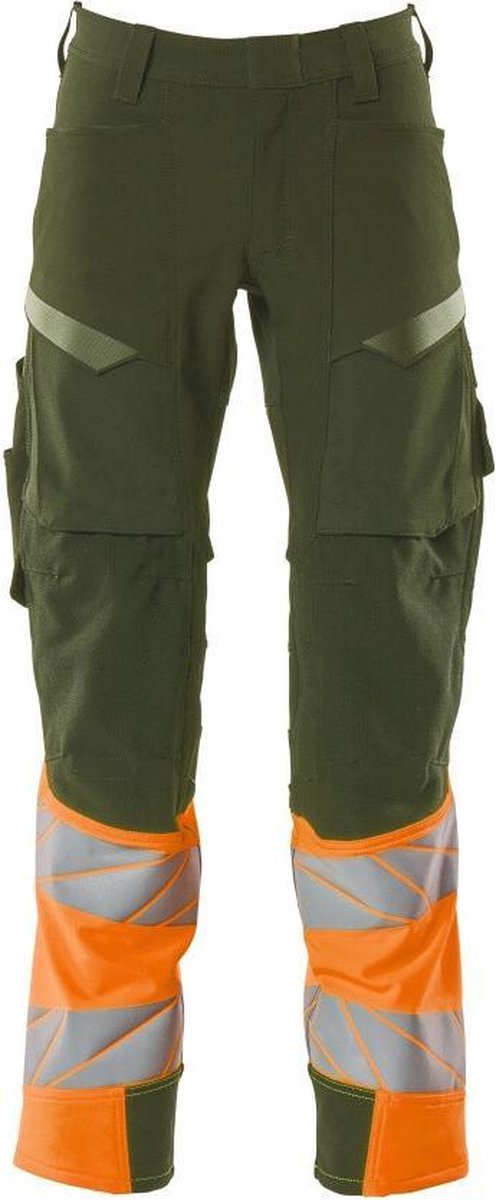 Mascot Accelerate Safe Broek Met Kniezakken 19179 - Mannen - Mosgroen/Oranje - 46