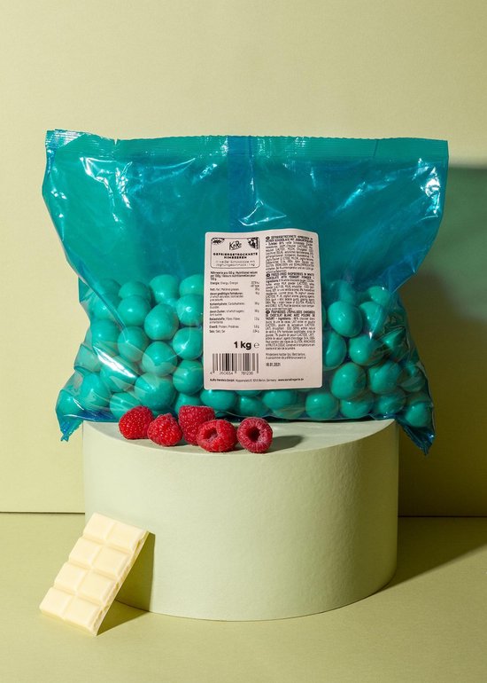 KoRo | Framboises lyophilisées au chocolat blanc | 1 kg