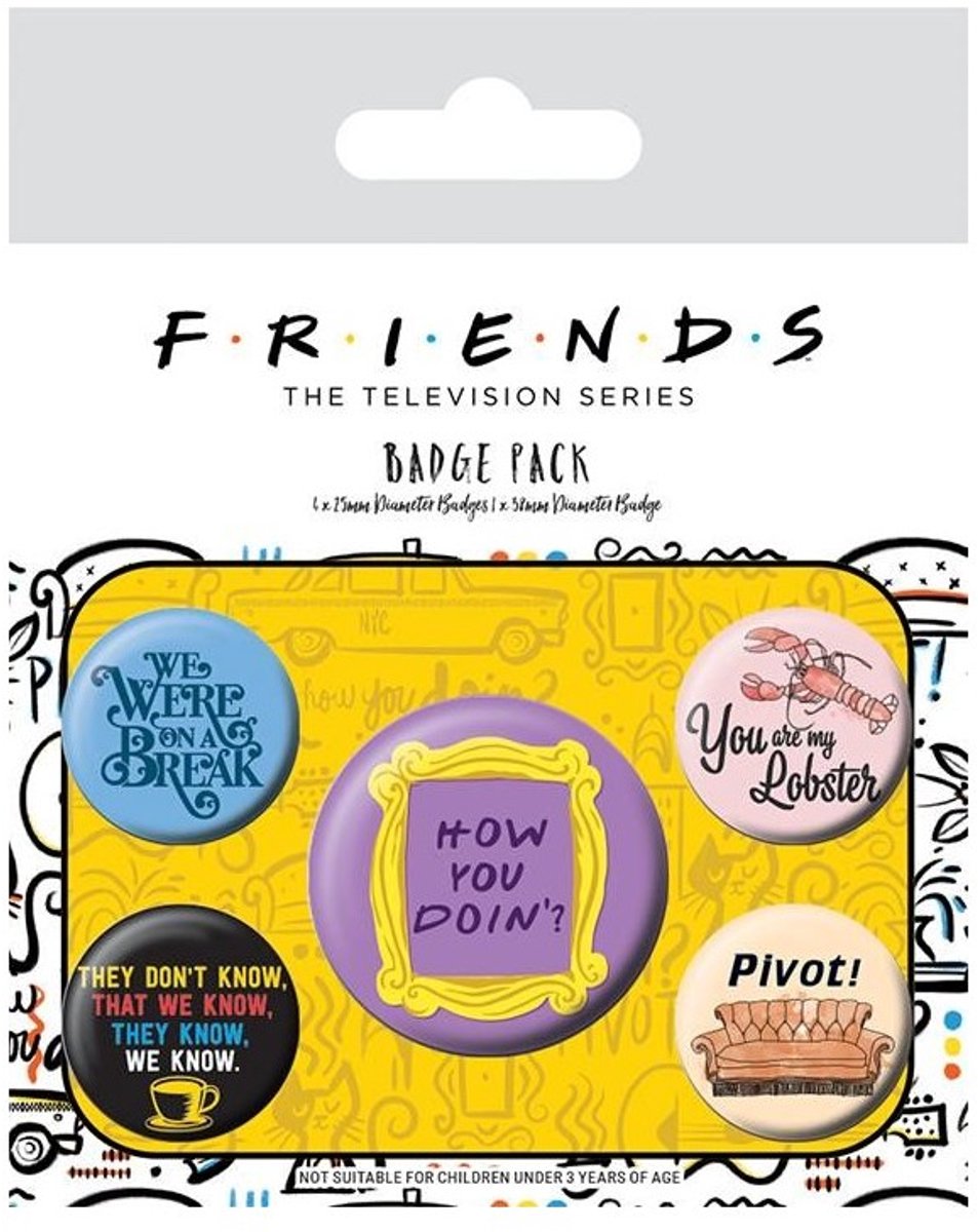 Friends Button Badges (Pack of 5) (Multicoloured)